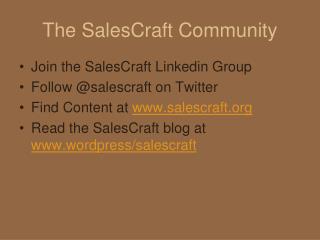 The SalesCraft Community