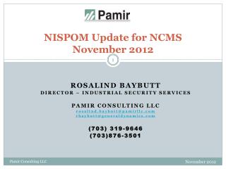 NISPOM Update for NCMS November 2012