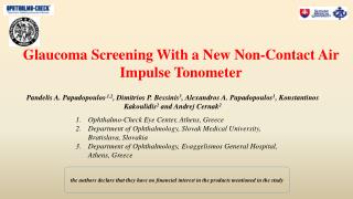 Glaucoma Screening With a New Non-Contact Air Impulse Tonometer