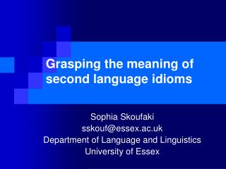 Grasping the meaning of second language idioms