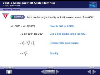 Double-Angle and Half-Angle Identities