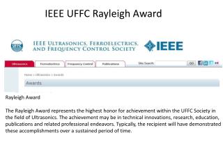 IEEE UFFC Rayleigh Award