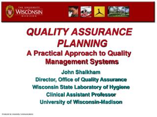 QUALITY ASSURANCE PLANNING A Practical Approach to Quality Management Systems
