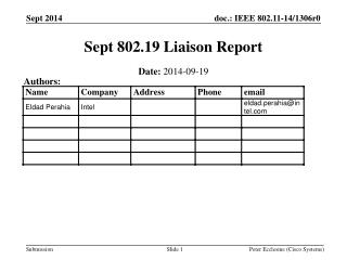 Sept 802.19 Liaison Report