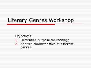Literary Genres Workshop