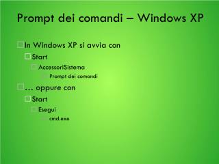 Prompt dei comandi – Windows XP