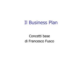 Il Business Plan