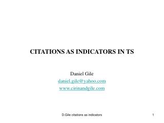 CITATIONS AS INDICATORS IN TS