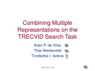 Combining Multiple Representations on the TRECVID Search Task