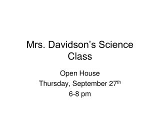 Mrs. Davidson’s Science Class