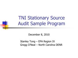 TNI Stationary Source Audit Sample Program