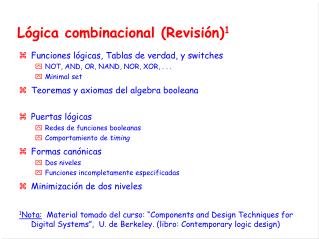 Lógica combinacional (Revisión) 1