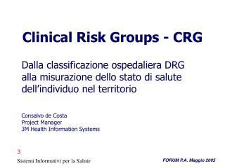 Clinical Risk Groups - CRG