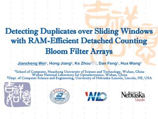Detecting Duplicates over Sliding Windows with RAM-Efficient Detached Counting Bloom Filter Arrays