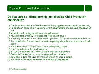 Do you agree or disagree with the following Child Protection statements?