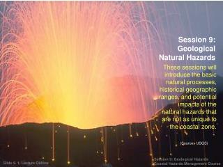 Session 9: Geological Natural Hazards