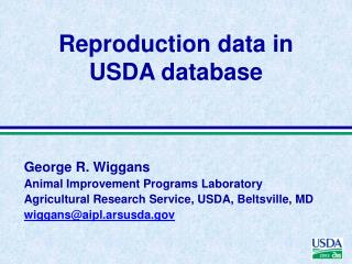 Reproduction data in USDA database