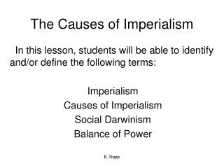 The Causes of Imperialism