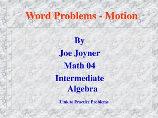 Word Problems - Motion