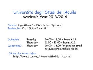Università degli Studi dell’Aquila Academic Year 20 13 /20 14