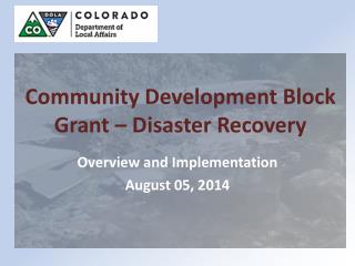 Community Development Block Grant – Disaster Recovery