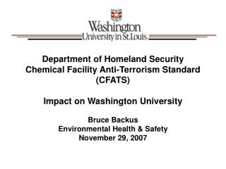 Department of Homeland Security (DHS) Chemical Facility Anti-Terrorism Standard