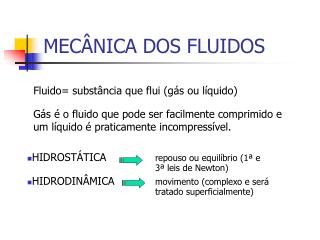 MECÂNICA DOS FLUIDOS