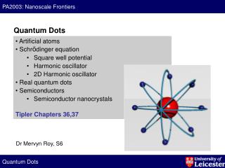 Artificial atoms Schr ö dinger equation Square well potential Harmonic oscillator