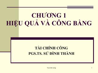 CHƯƠNG 1 HIỆU QUẢ VÀ CÔNG BẰNG