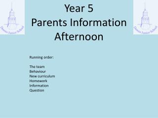 Year 5 Parents Information Afternoon