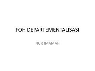 FOH DEPARTEMENTALISASI