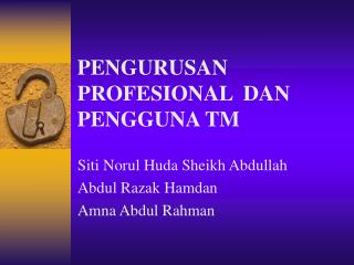 PENGURUSAN PROFESIONAL DAN PENGGUNA TM