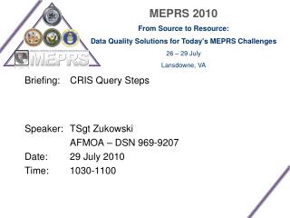 Briefing: 	CRIS Query Steps
