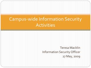 Campus-wide Information Security Activities