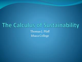 The Calculus of Sustainability