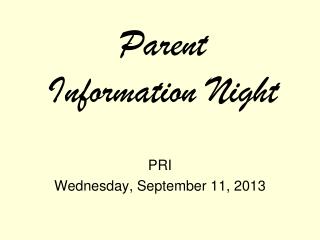 Parent Information Night