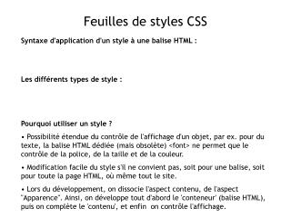 Feuilles de styles CSS