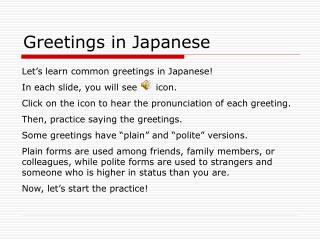 Greetings in Japanese