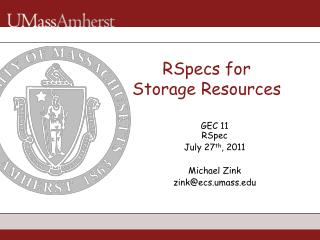 RSpecs for Storage Resources