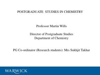 POSTGRADUATE STUDIES IN CHEMISTRY