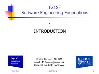 F21SF Software Engineering Foundations