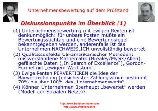 Diskussionspunkte im Überblick (1)