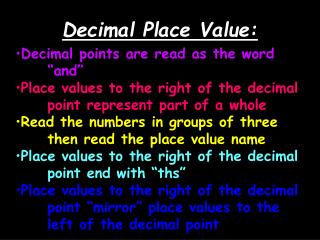 Decimal Place Value: