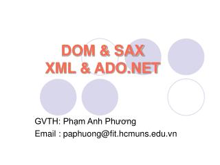DOM &amp; SAX XML &amp; ADO.NET