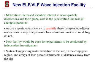 New ELF/VLF Wave Injection Facility