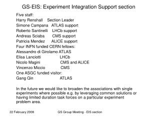 GS-EIS: Experiment Integration Support section