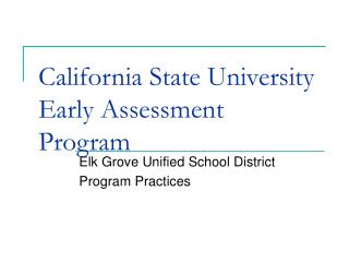 California State University Early Assessment Program