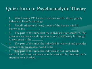 Quiz: Intro to Psychoanalytic Theory