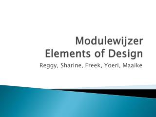 Modulewijzer Elements of Design