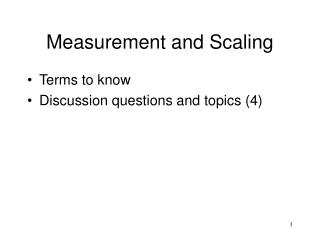 Measurement and Scaling